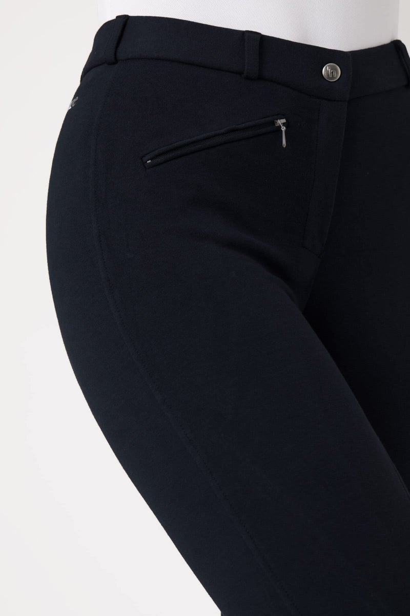 HORZE Active Women's Horse Riding Silicone Grip Full Seat Breeches | Midrise Waist with Front Pocket - Peacoat Dark Blue - 34 - Image 5